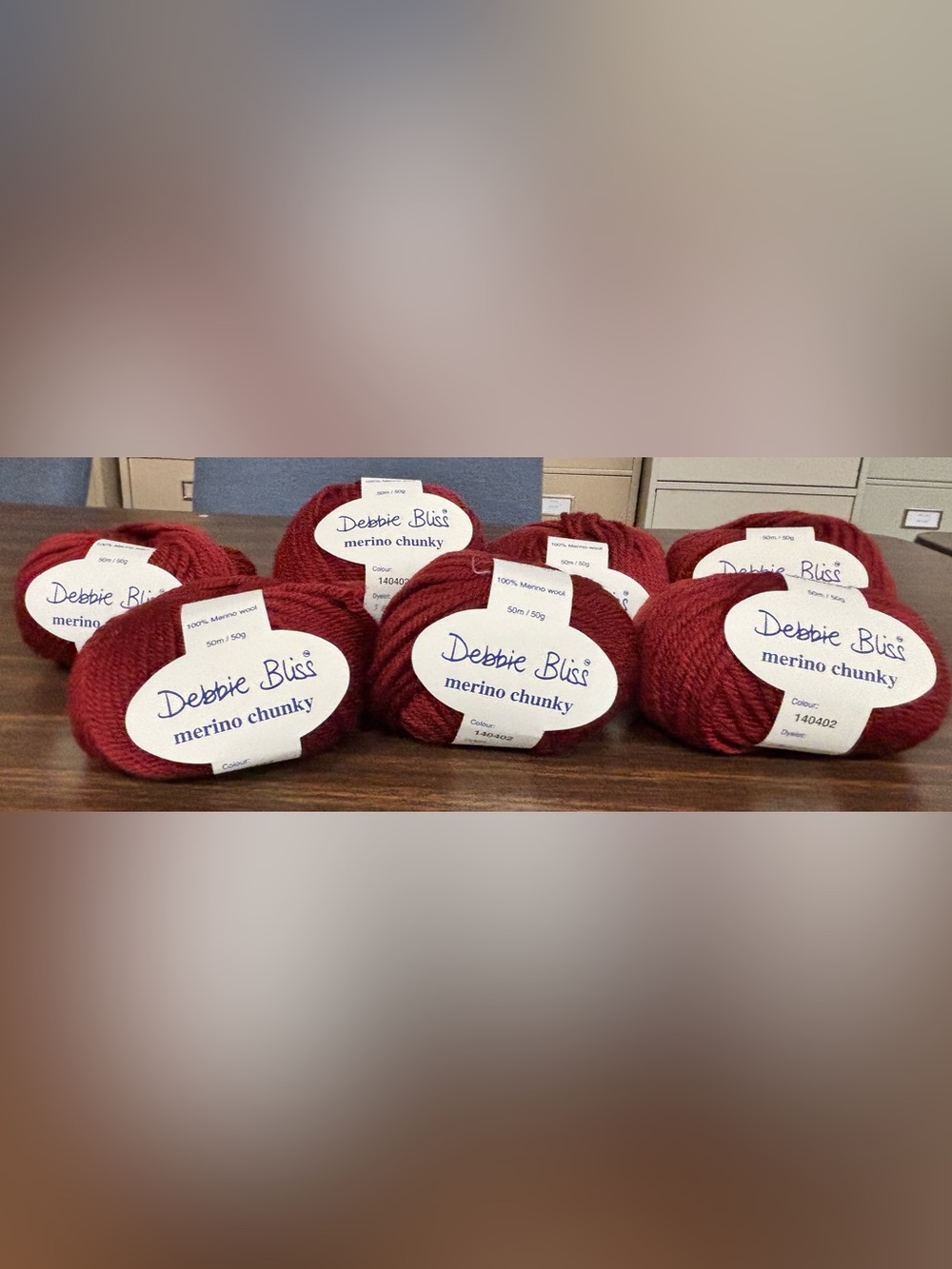 Debbie Bliss Merino Chunky Yarn Lot of 7 100% Wool Brick Red Same Dye Lot